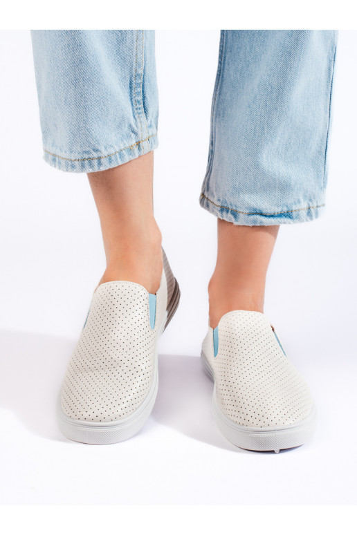 Dírkované tenisky slip on bílo-modré