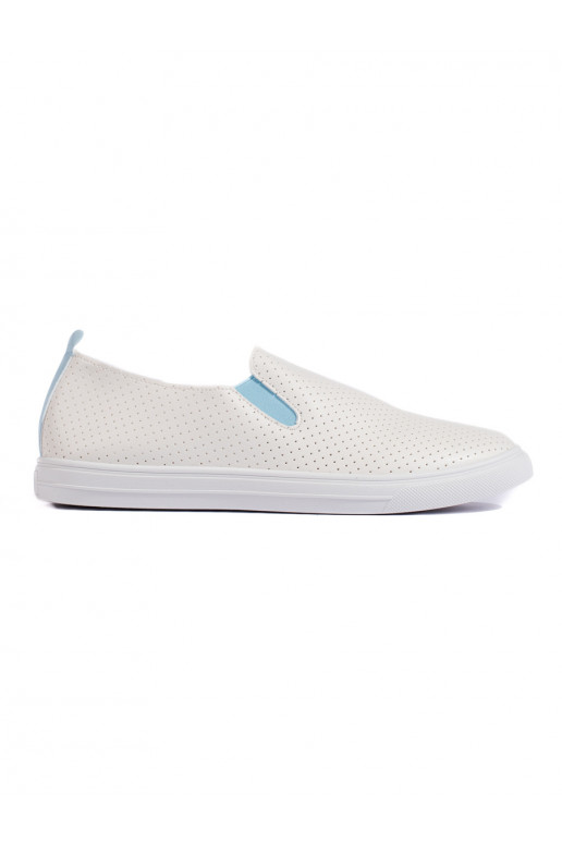 Dírkované tenisky slip on bílo-modré