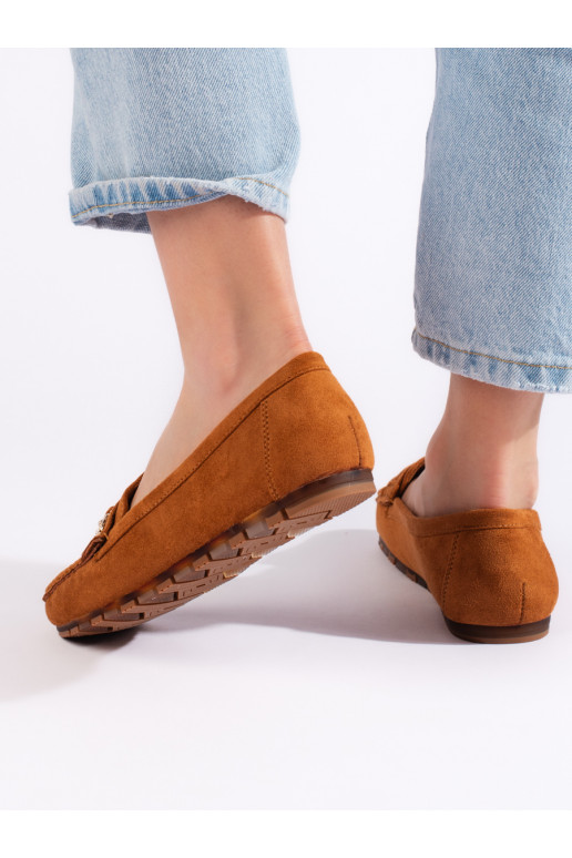 Camelové dámské mokasíny semišové