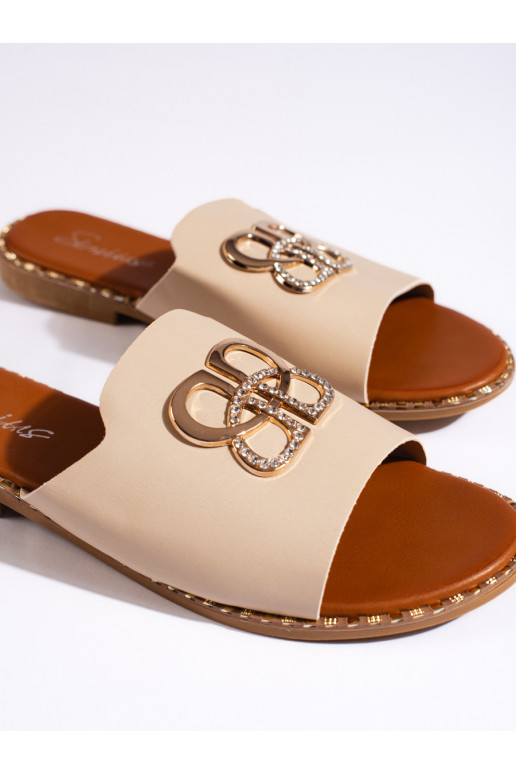 Stylové béžové dámské nazouváky