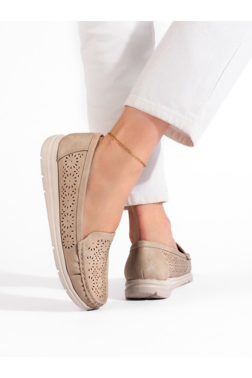 Dírkované mokasíny dámské béžové