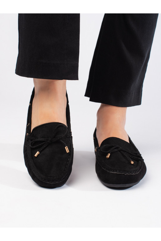 Černé dámské mokasíny semišové