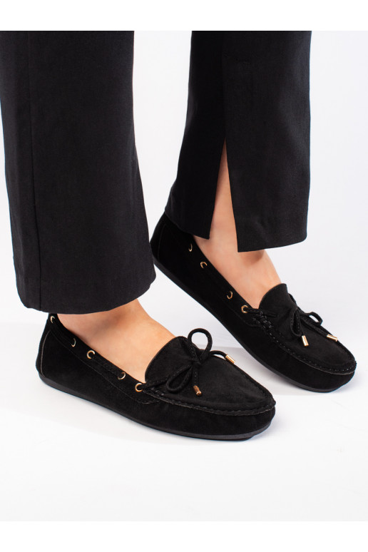 Černé dámské mokasíny semišové