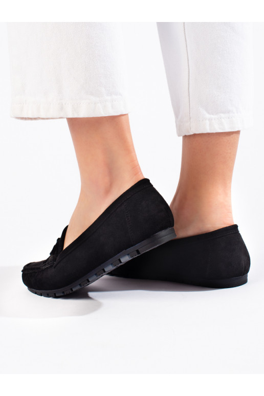 Semišové černé mokasíny dámské