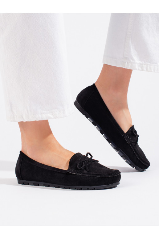 Semišové černé mokasíny dámské
