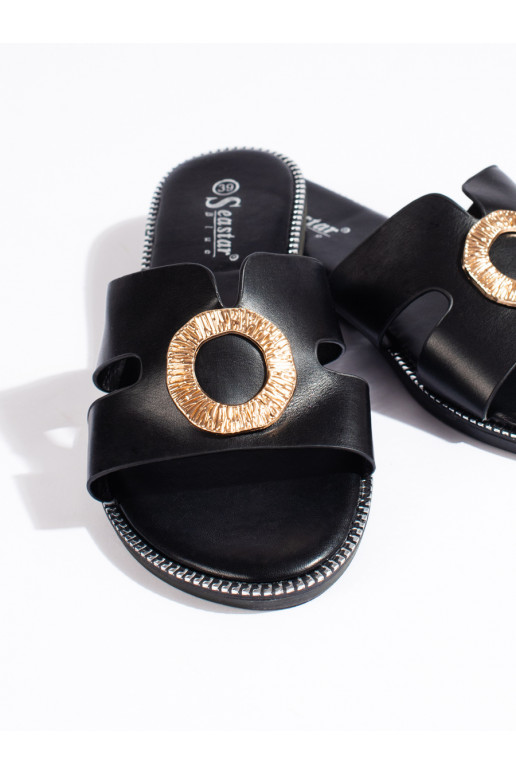 Černé dámské ploché nazouváky