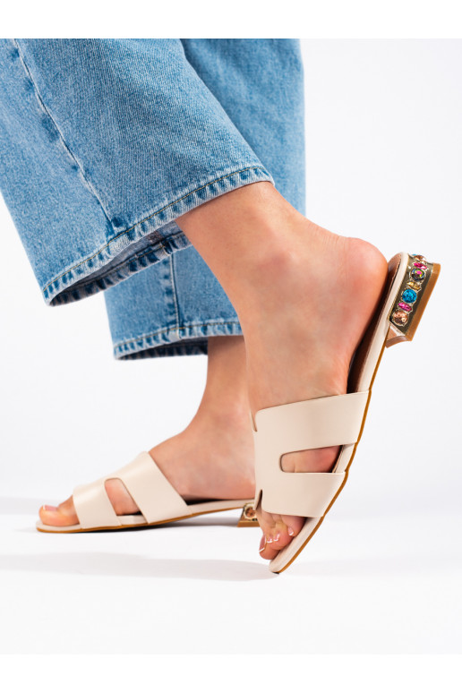 Béžové dámské nazouváky ploché