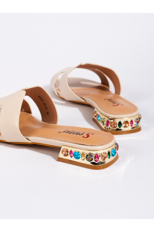 Béžové dámské nazouváky ploché