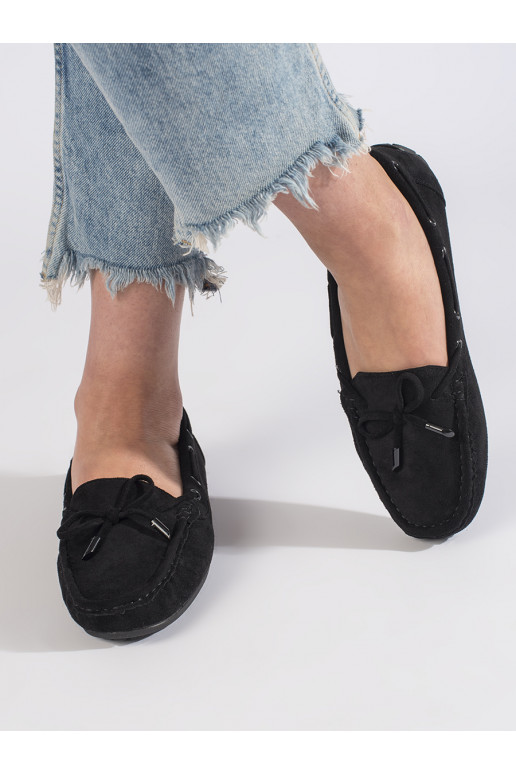 Pohodlné semišové mokasíny dámské černé