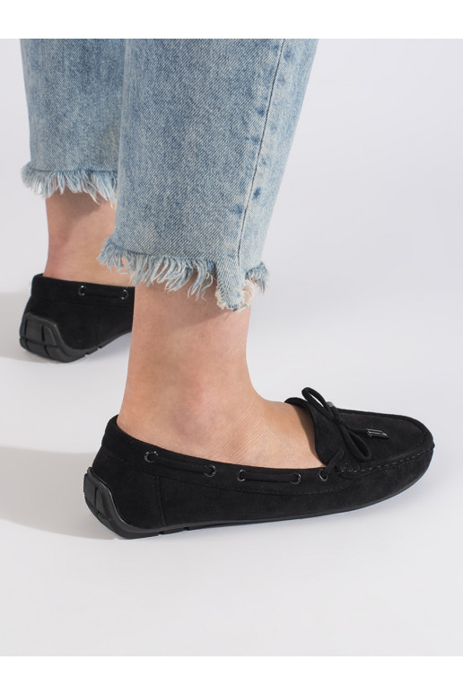 Pohodlné semišové mokasíny dámské černé