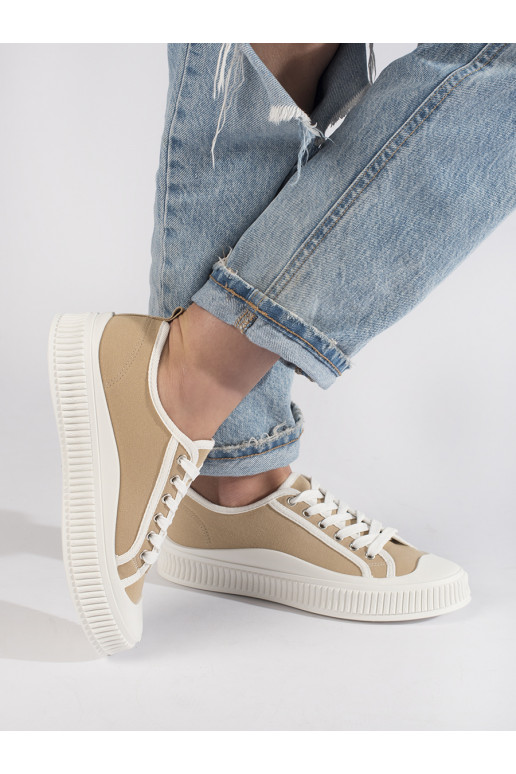 Tmavě béžové dámské tenisky na platformě