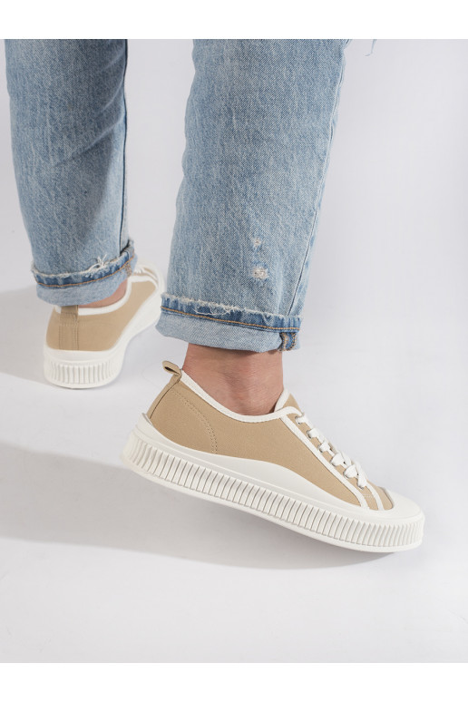 Tmavě béžové dámské tenisky na platformě