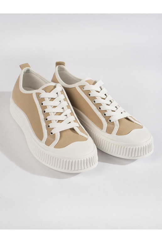 Tmavě béžové dámské tenisky na platformě