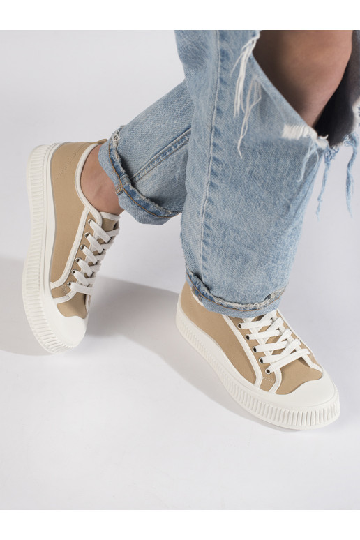 Tmavě béžové dámské tenisky na platformě