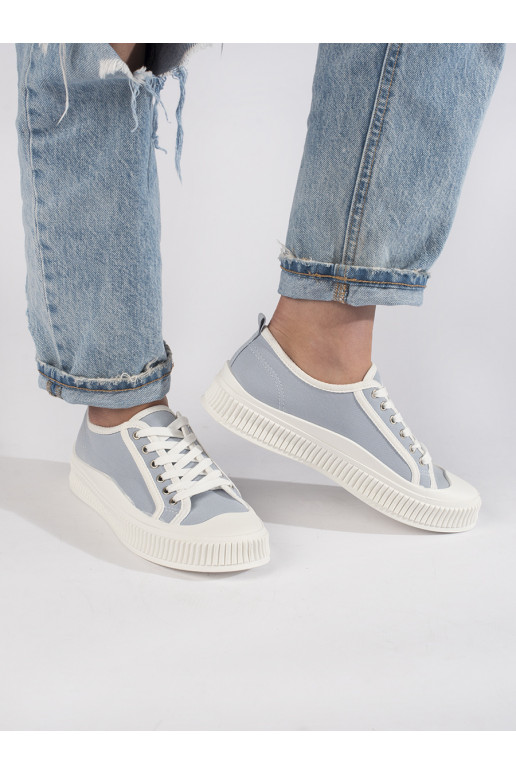 Světle modré dámské tenisky na platformě