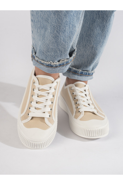 Béžové dámské tenisky na platformě