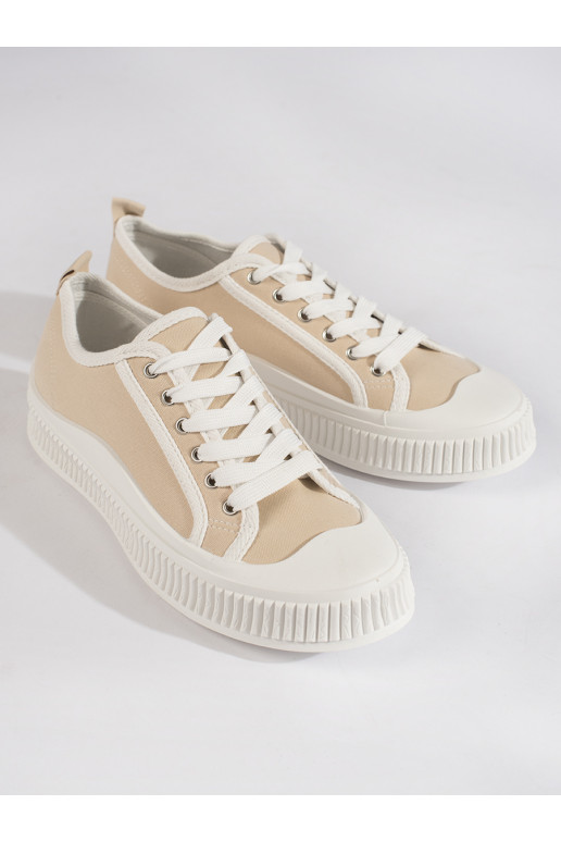 Béžové dámské tenisky na platformě