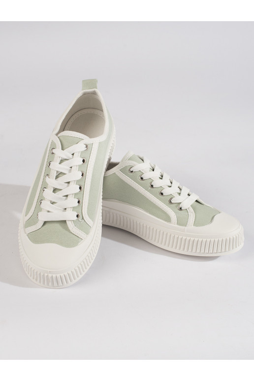 Světle zelené dámské tenisky na platformě