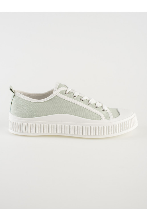 Světle zelené dámské tenisky na platformě