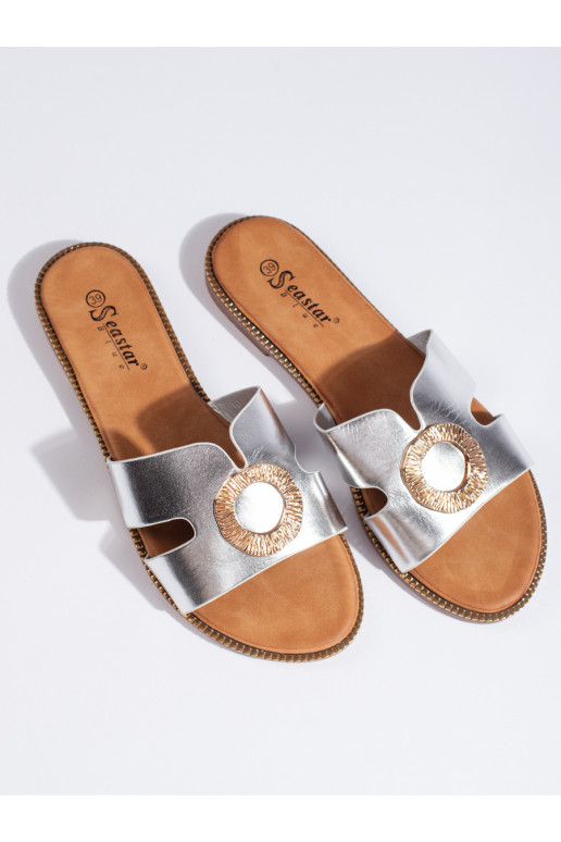 Stříbrné dámské ploché nazouváky