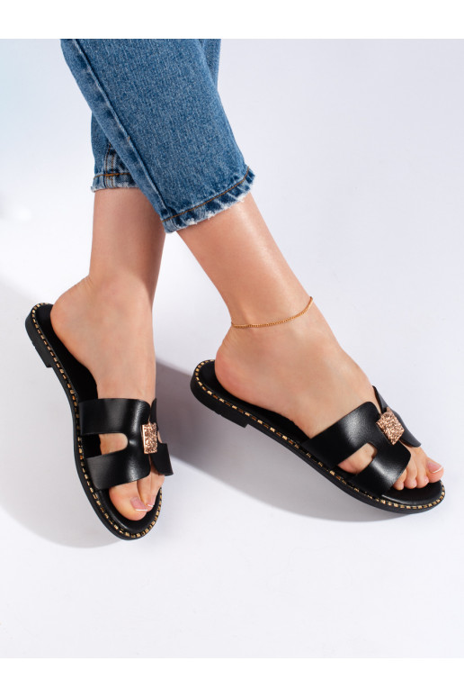 Černé ploché dámské nazouváky