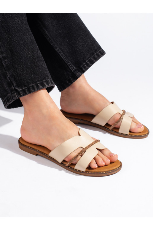 Elegantní dámské béžové nazouváky