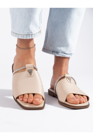 Dámské béžové ploché nazouváky