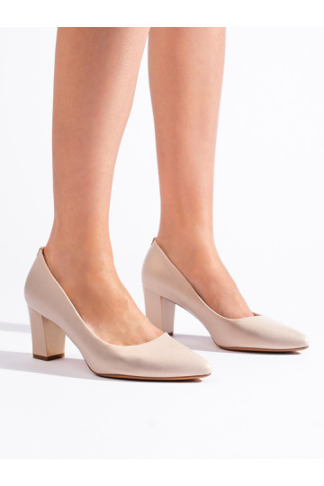 Elegantní béžové lodičky na širokém podpatku 2