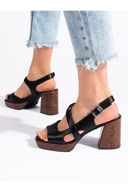 Černé sandály na širokém podpatku Sergio Leone