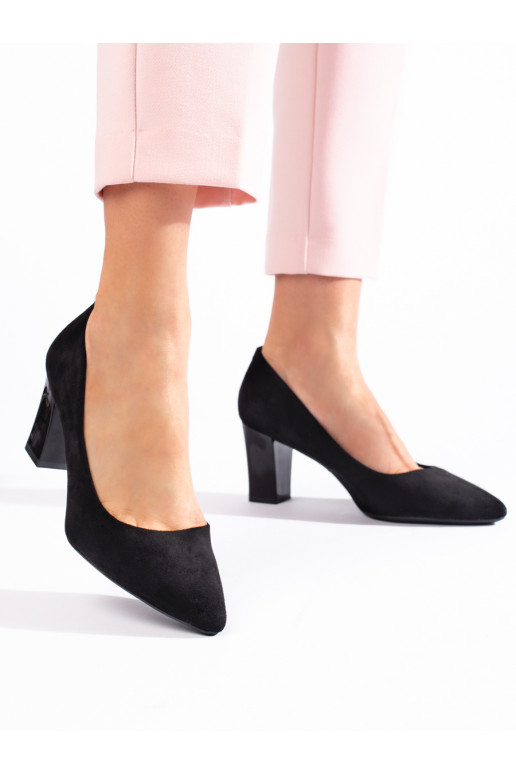 Dámské černé lodičky na širokém podpatku
