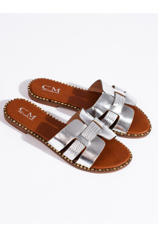 Stříbrné dámské pantofle