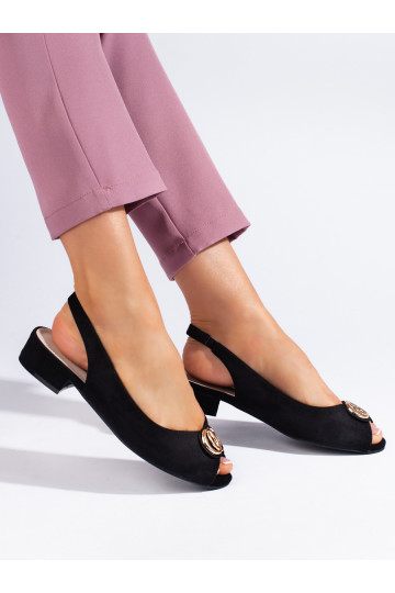 Černé elegantní ploché sandály