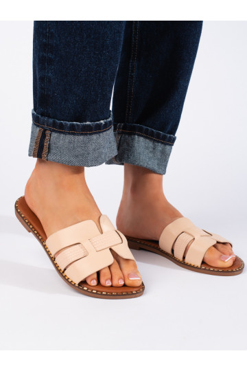 Béžové klasické dámské pantofle