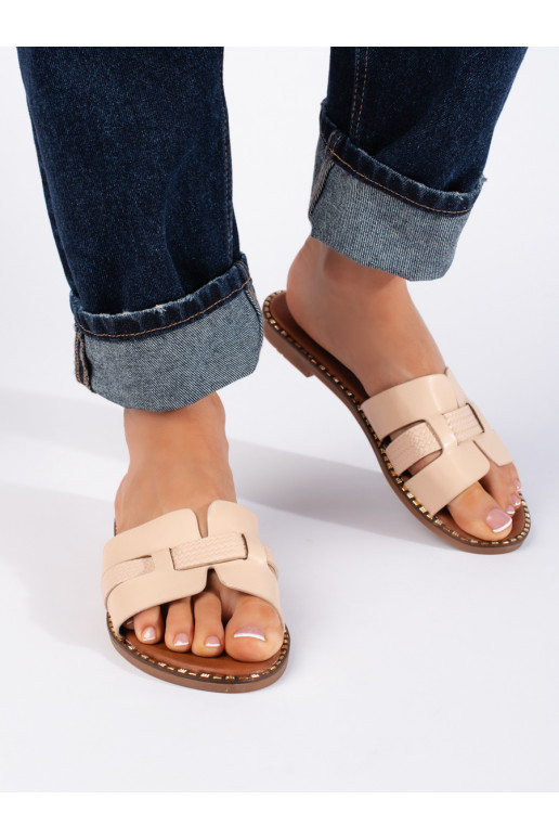 Béžové klasické dámské pantofle