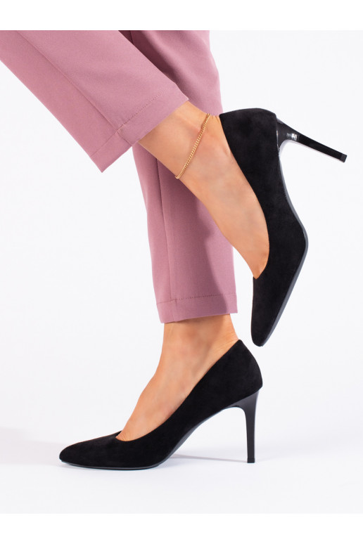 Klasické semišové černé dámské lodičky Sergio Leone