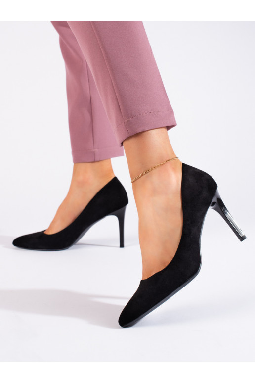 Klasické semišové černé dámské lodičky Sergio Leone