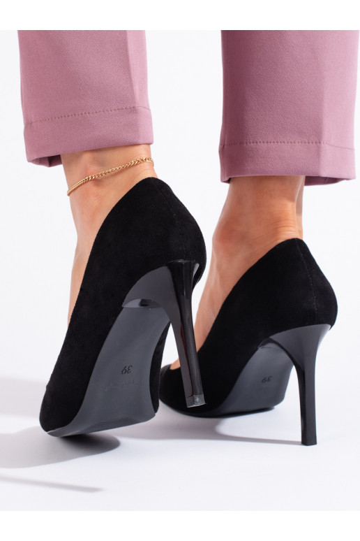 Klasické semišové černé dámské lodičky Sergio Leone