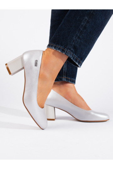 Stříbrné dámské lodičky na sloupku Sergio Leone 2