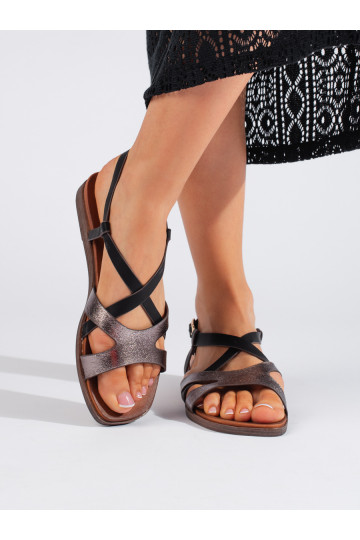 Černé ploché dámské sandály Sergio Leone 2