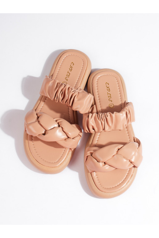 Stylové béžové ploché dámské pantofle