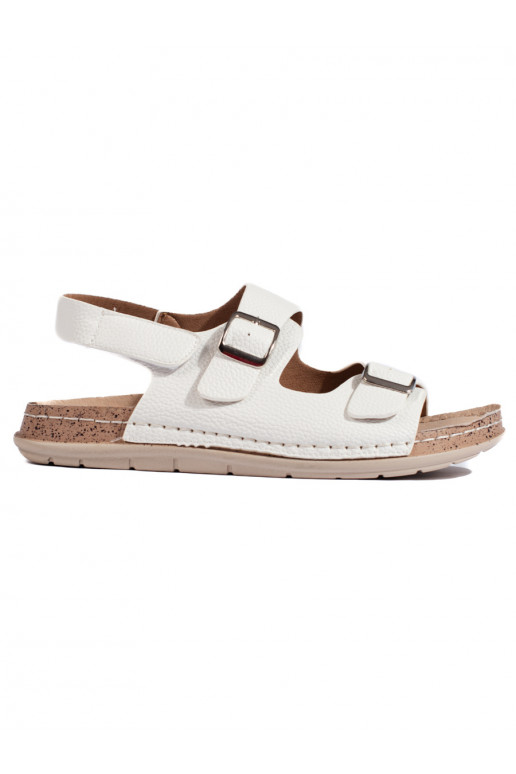 Bílé dámské sandály se zapínáním na suchý zip