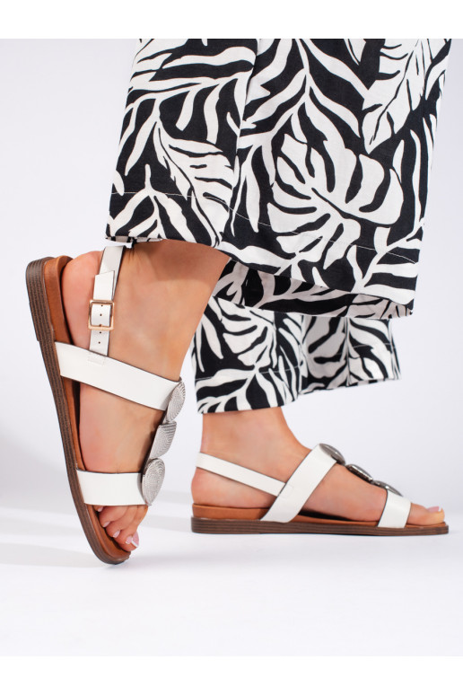 Dámské bílé sandály ploché Sergio Leone