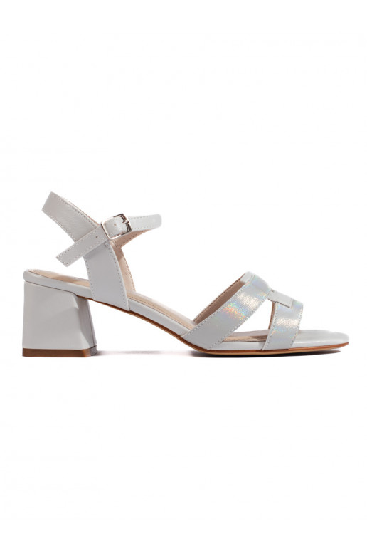 Šedé lesklé dámské sandály Sergio Leone