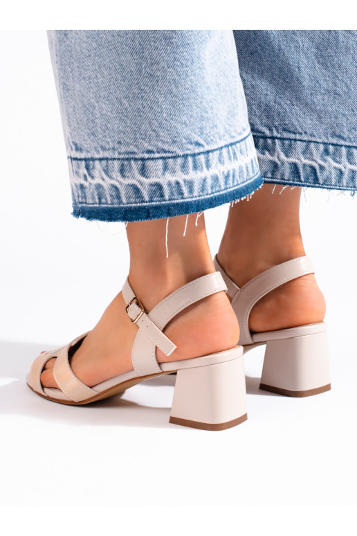 Béžové lesklé dámské sandály Sergio Leone