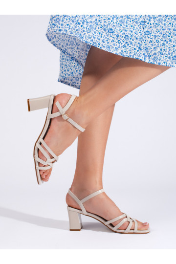 Béžové elegantní sandály na nízkém podpatku Sergio Leone 2