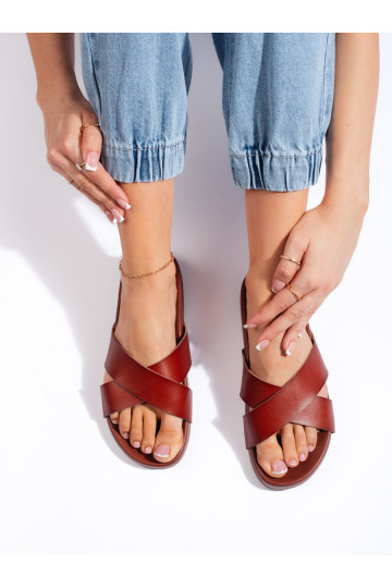 Nazouváky dámské hnědé se širokými pásky Sergio Leone