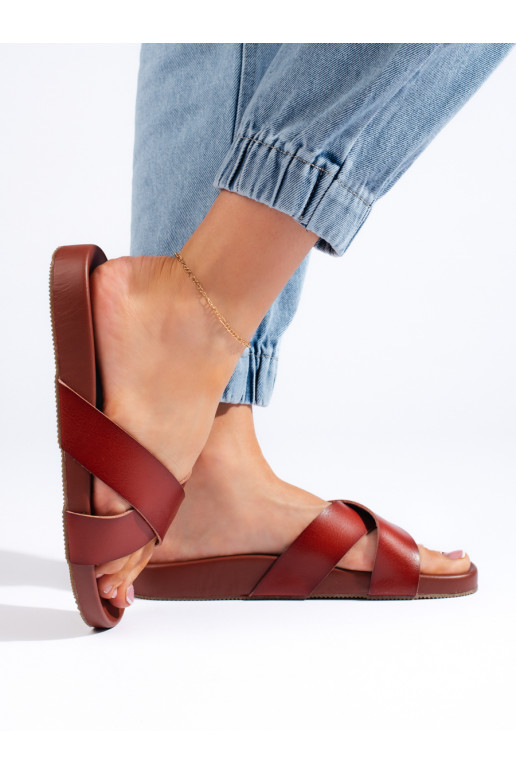 Nazouváky dámské hnědé se širokými pásky Sergio Leone