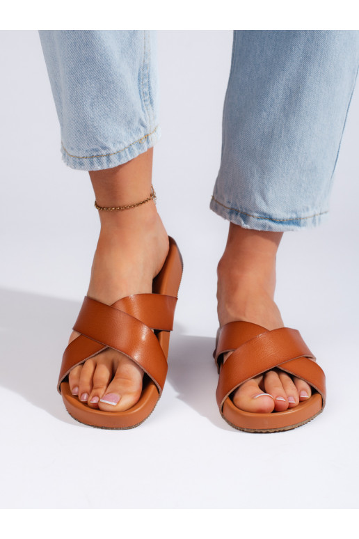 Nazouváky dámské camelové se širokými pásky Sergio Leone