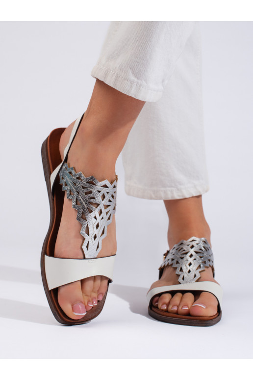 Ažurové bílo-stříbrné dámské sandály Sergio Leone
