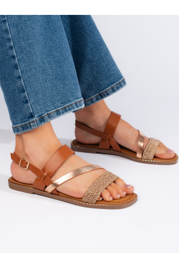 Hnědo-zlaté dámské sandály Sergio Leone